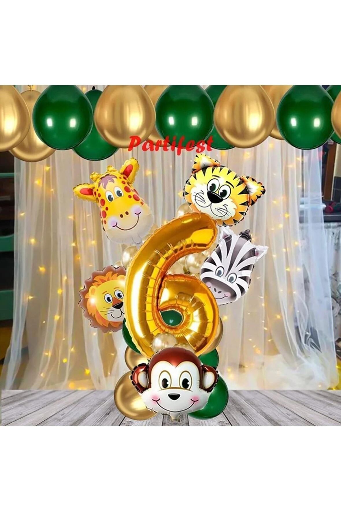 Safari Hayvanlar Yaş Balon Set Safari Konsept Helyum Balon Set Safari Doğum Günü Set