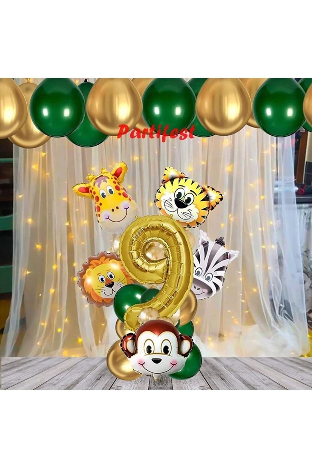 Safari Hayvanlar Yaş Balon Set Safari Konsept Helyum Balon Set Safari Doğum Günü Set