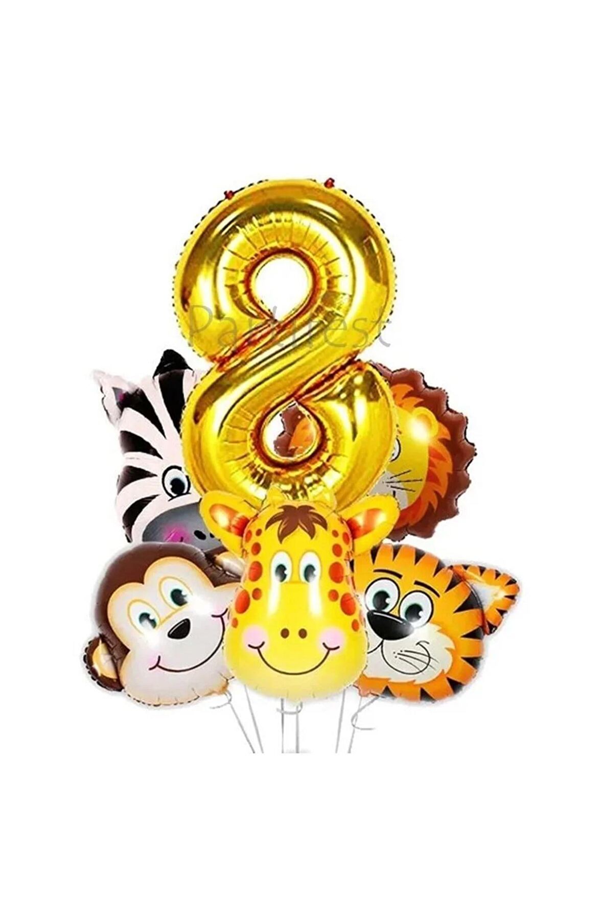 Safari Hayvanlar 8 Yaş Balon Set Safari Büyük Kafa Balon Folyo Balon Set Konsept Doğum Günü Set