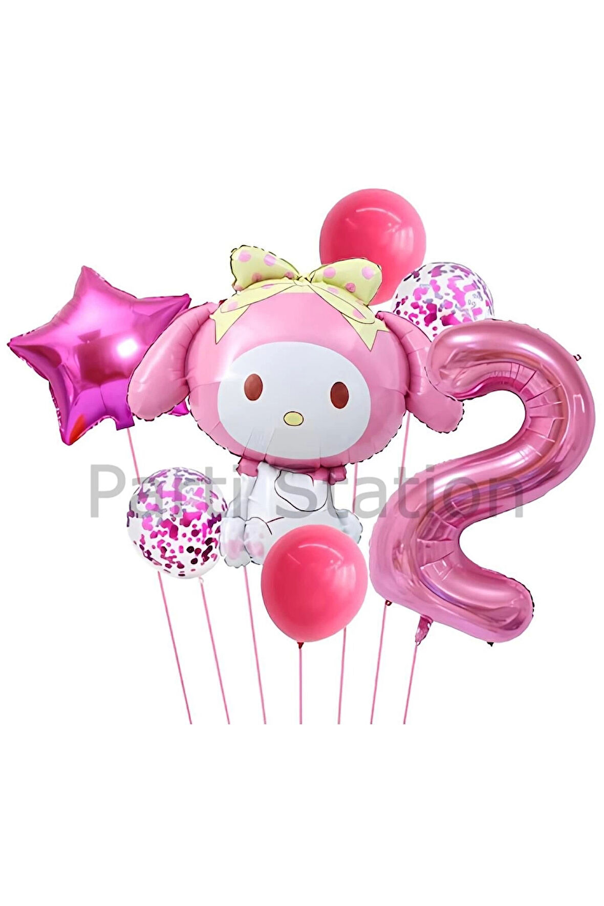 Sanrio Kuromi Melody 6 Yaş Balon Set Anime Hello Kitty Kuromi Melody Konsept Doğum Günü Balon