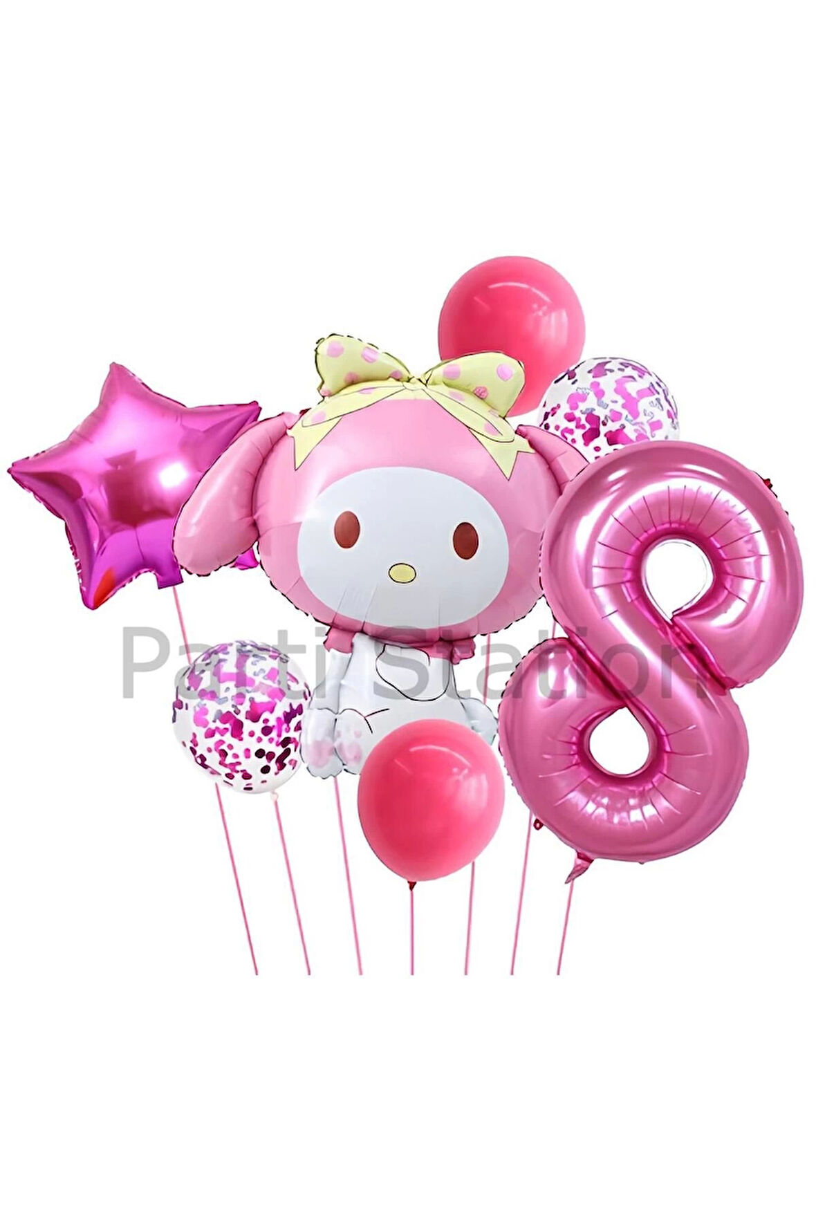 Sanrio Kuromi Melody 6 Yaş Balon Set Anime Hello Kitty Kuromi Melody Konsept Doğum Günü Balon