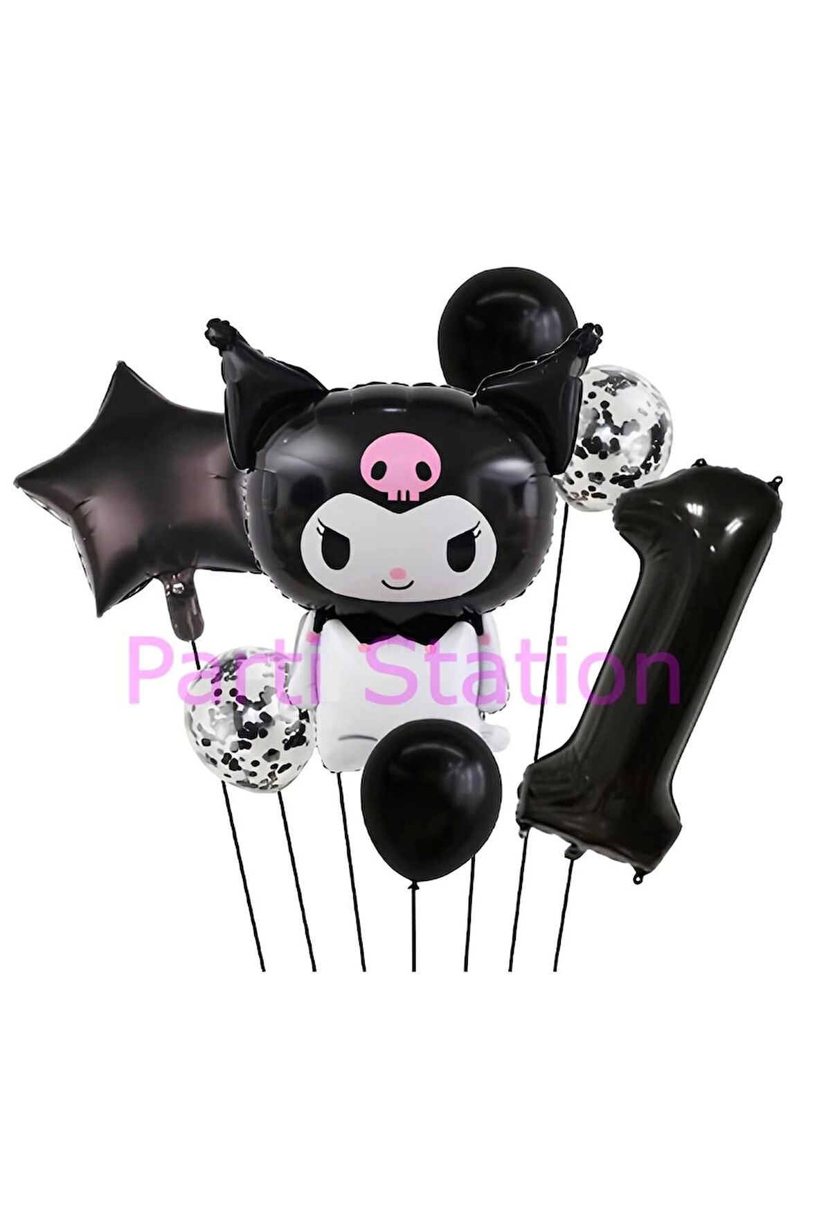 Sanrio Black Kuromi 4 Yaş Balon Set Anime Kawaii Kuromi Konsept Doğum Günü Balon Set