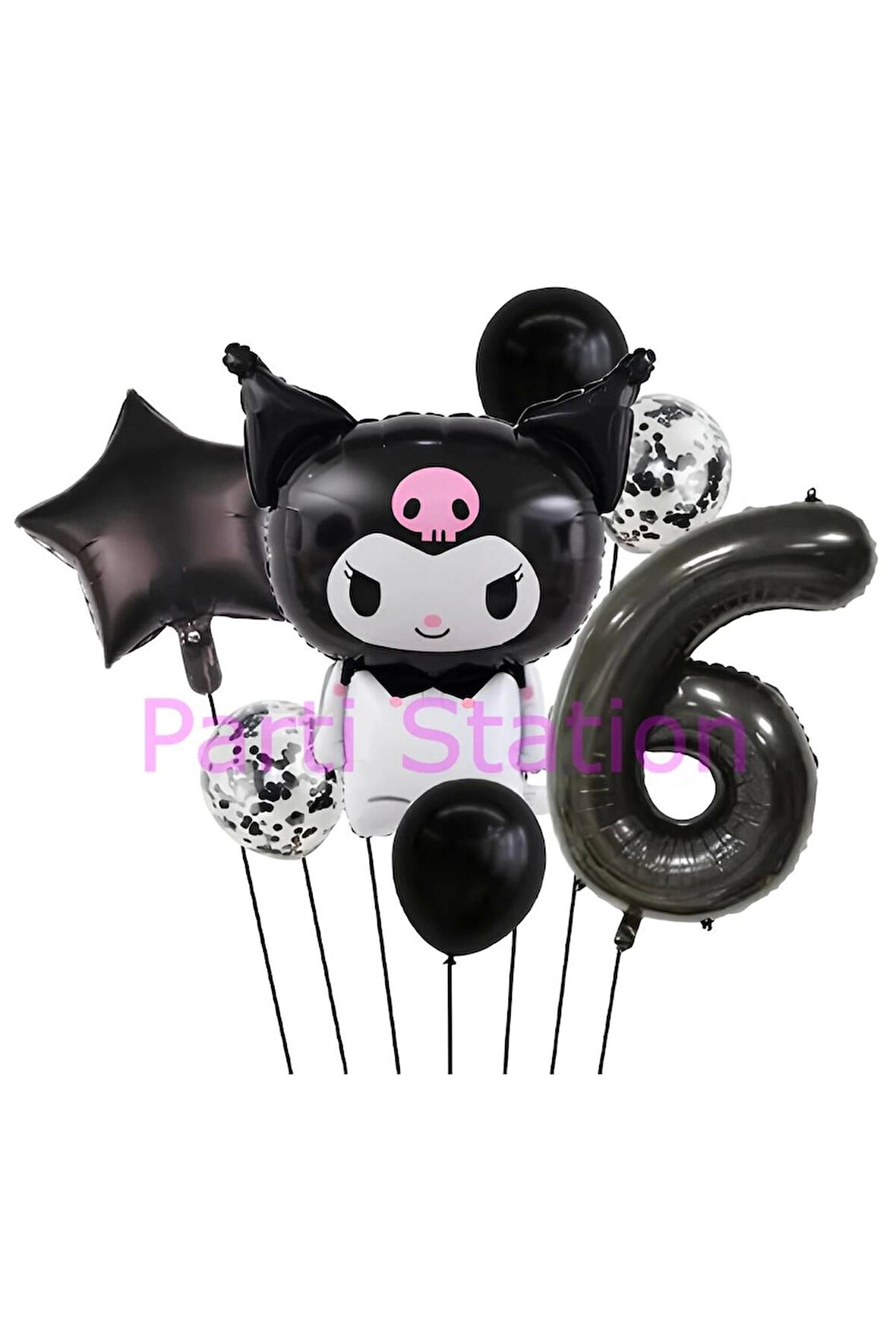 Sanrio Black Kuromi 4 Yaş Balon Set Anime Kawaii Kuromi Konsept Doğum Günü Balon Set