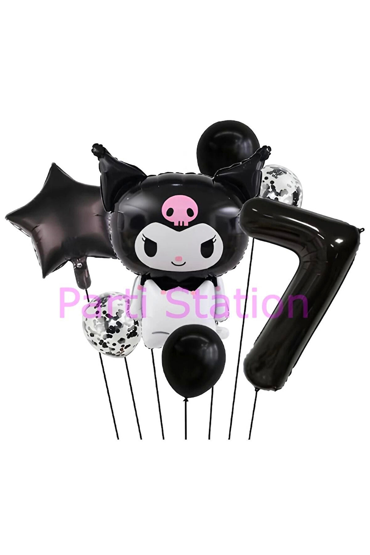 Sanrio Black Kuromi 4 Yaş Balon Set Anime Kawaii Kuromi Konsept Doğum Günü Balon Set