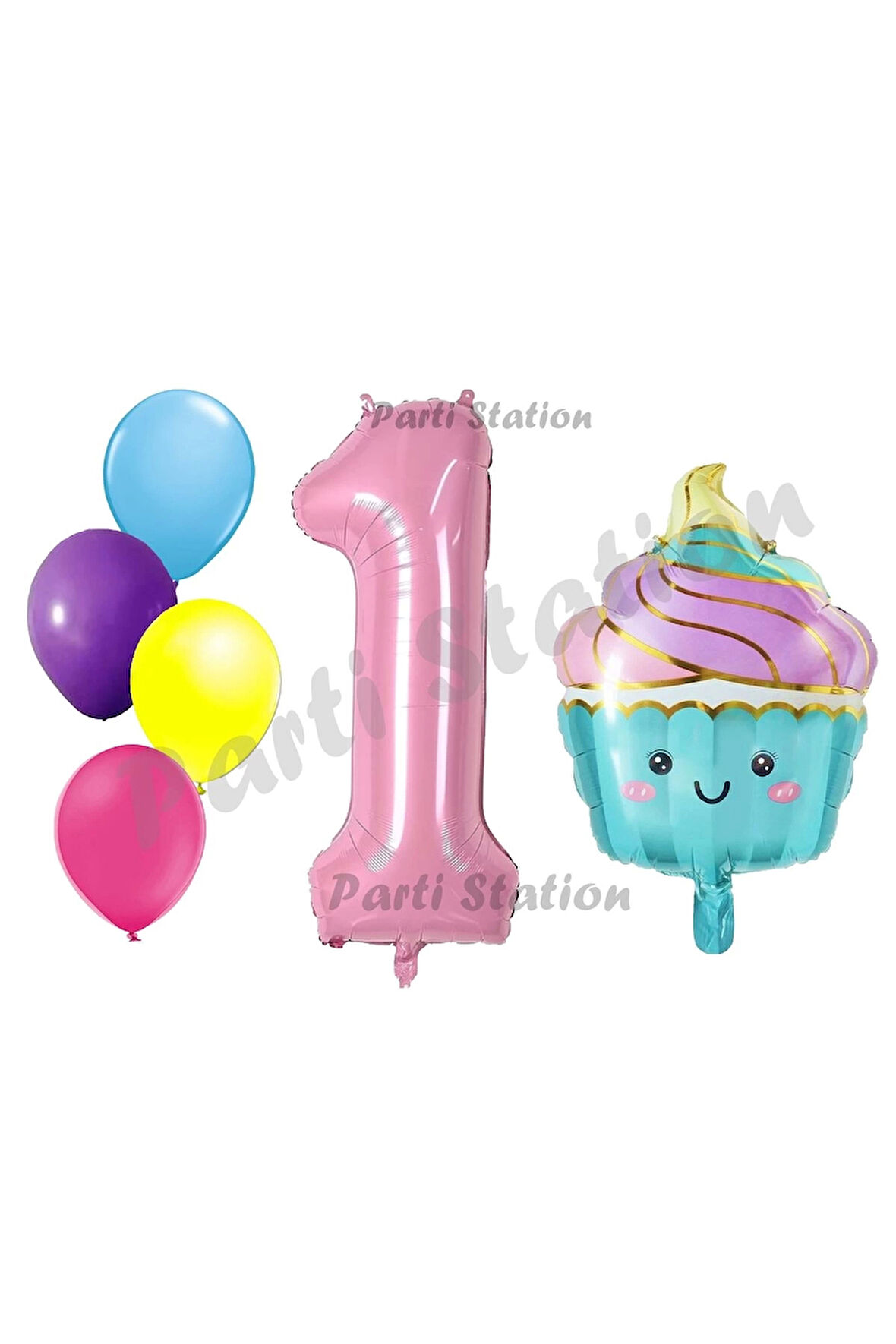 Dondurma Cupcake Konsept 1 Yaş Doğum Günü Balon Set İce Cream Pastane Şeker Tema Doğum Günü Balon
