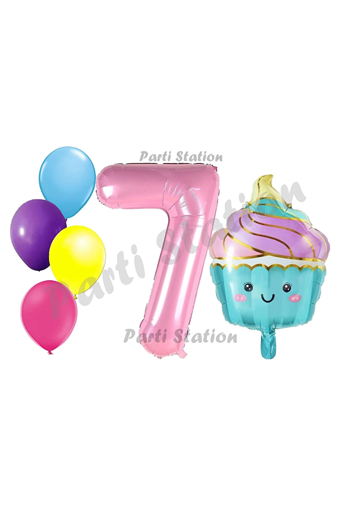 Dondurma Cupcake Konsept 1 Yaş Doğum Günü Balon Set İce Cream Pastane Şeker Tema Doğum Günü Balon