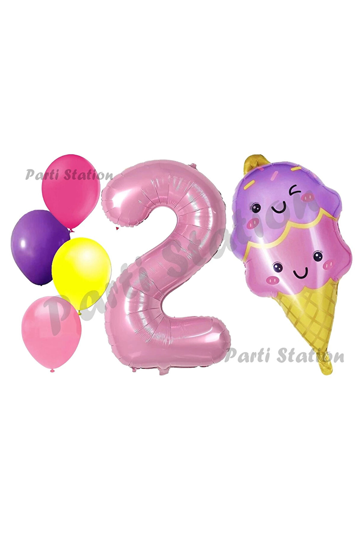 Pastane Dondurma Konsept 9 Yaş Doğum Günü Balon Set İce Cream Tema Doğum Günü Balon