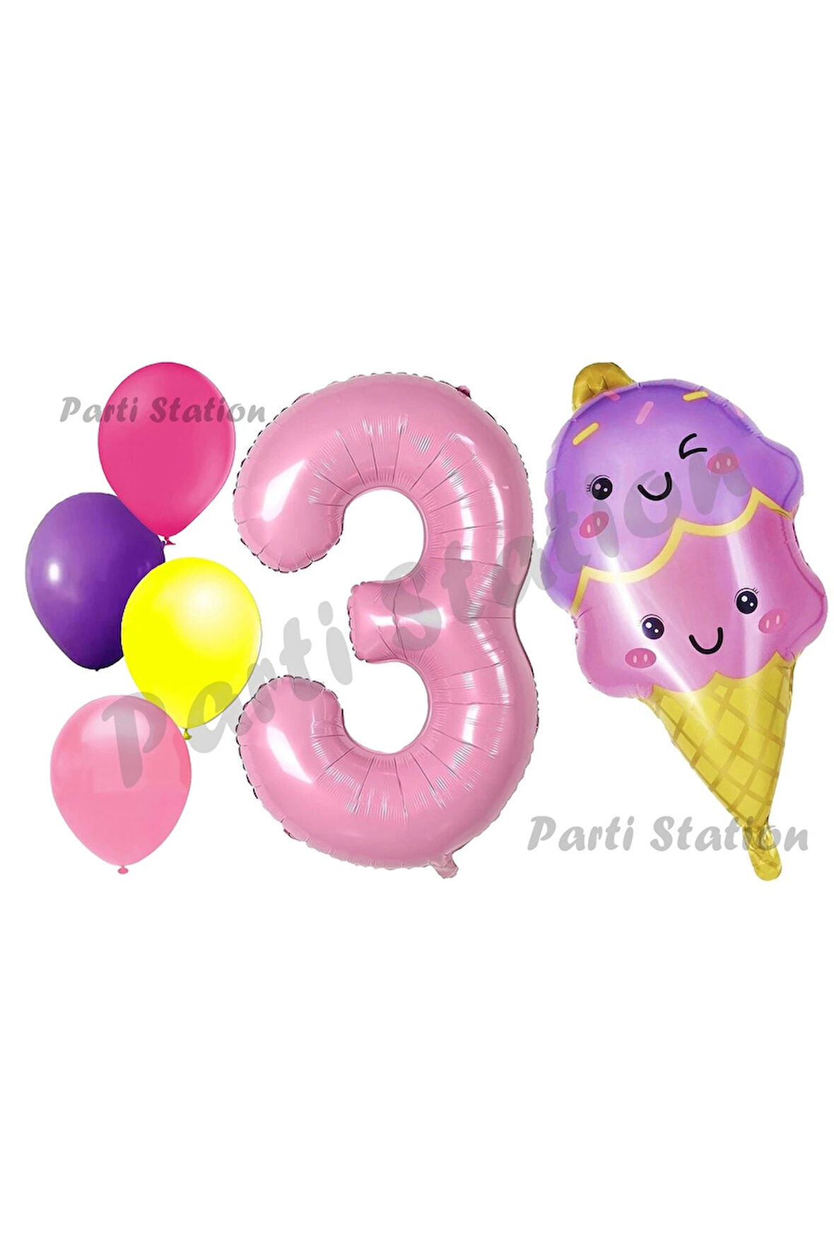 Pastane Dondurma Konsept 9 Yaş Doğum Günü Balon Set İce Cream Tema Doğum Günü Balon