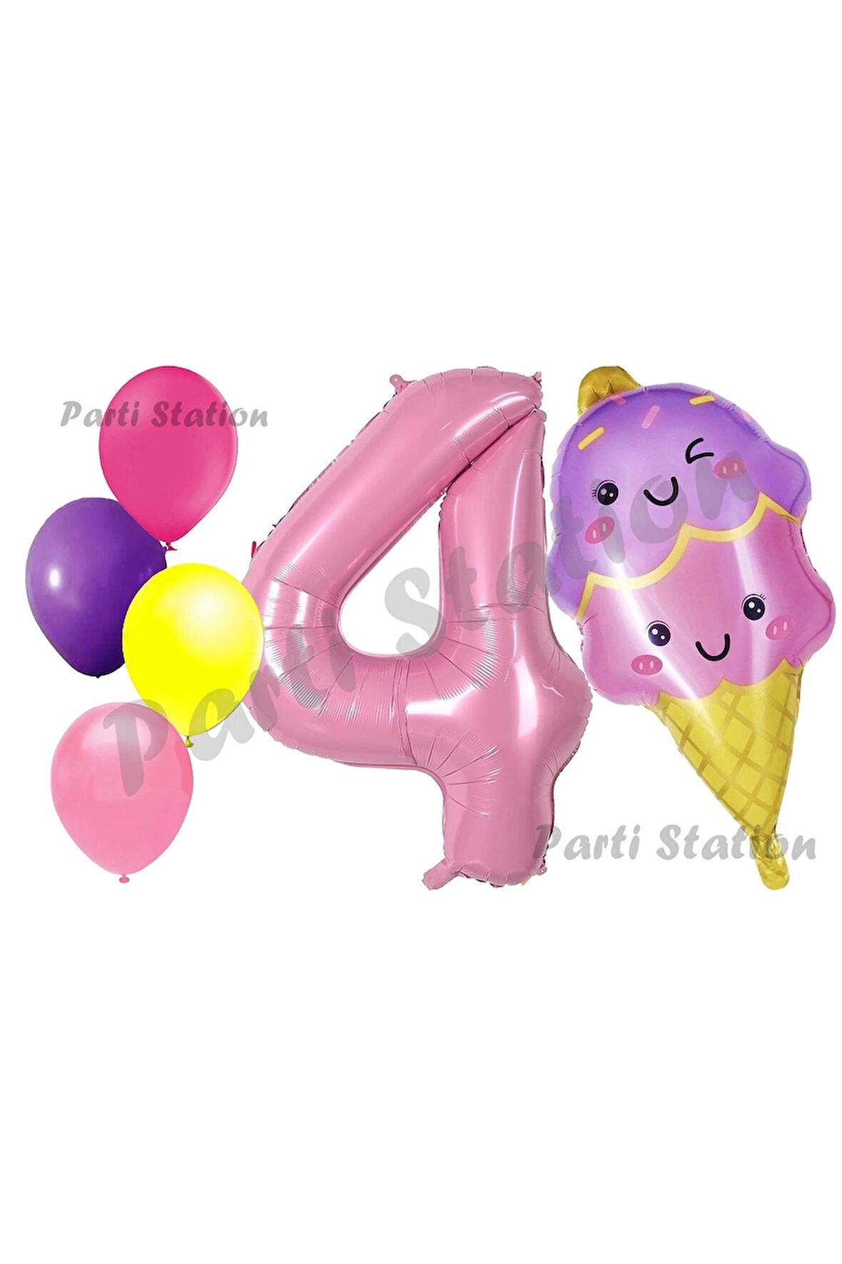 Pastane Dondurma Konsept 9 Yaş Doğum Günü Balon Set İce Cream Tema Doğum Günü Balon