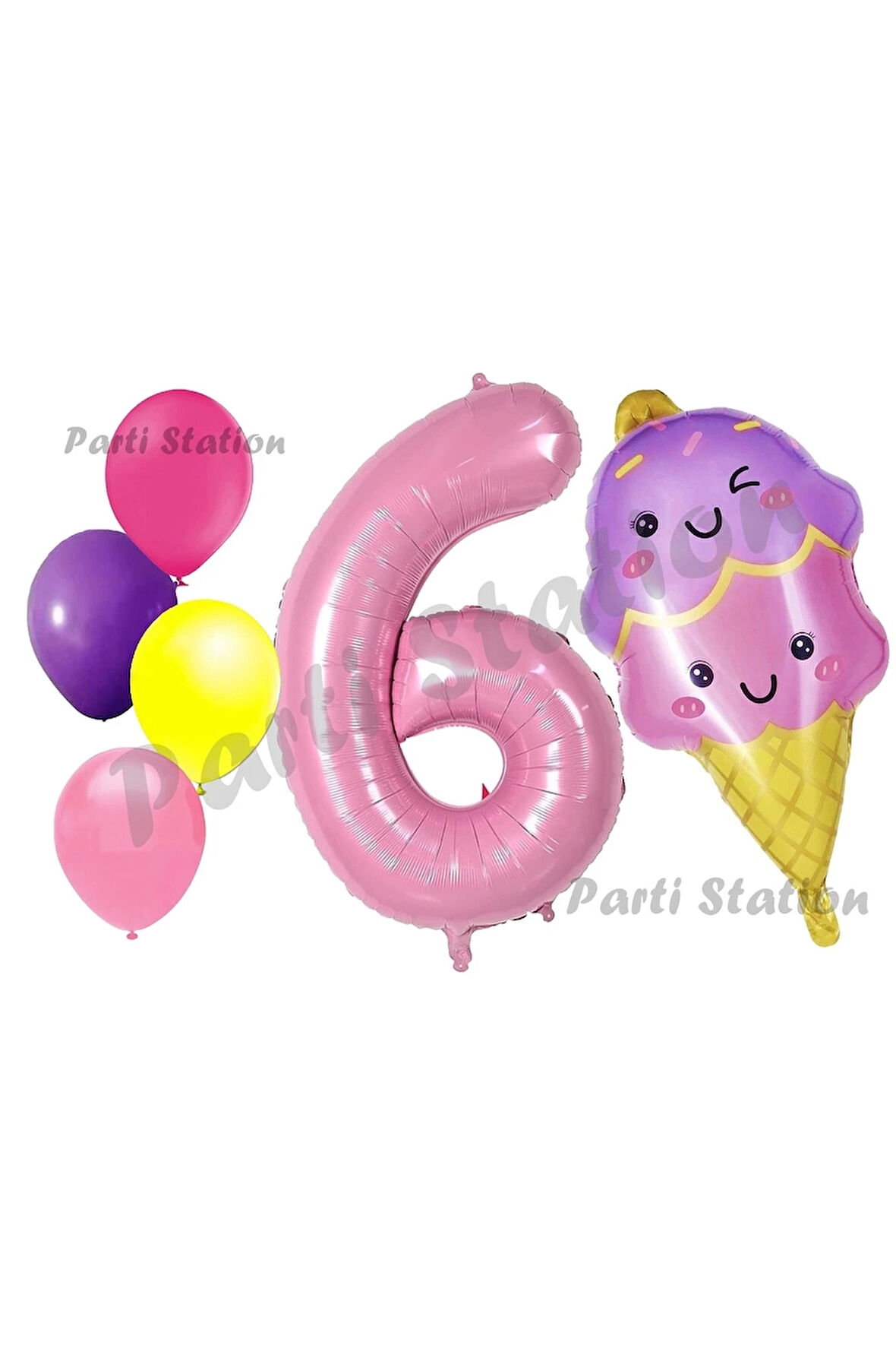Pastane Dondurma Konsept 9 Yaş Doğum Günü Balon Set İce Cream Tema Doğum Günü Balon