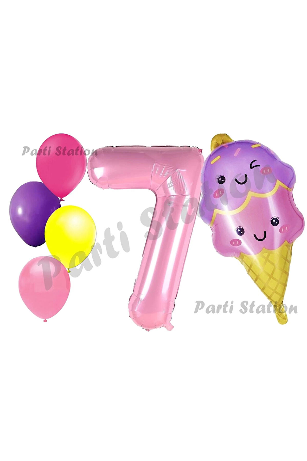 Pastane Dondurma Konsept 9 Yaş Doğum Günü Balon Set İce Cream Tema Doğum Günü Balon