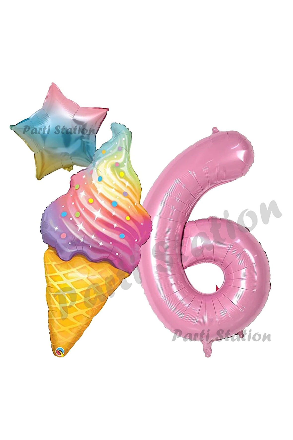 İce Cream Pastane Dondurma Konsept 7 Yaş Doğum Günü Balon Set Dondurma Tema Doğum Günü Balon