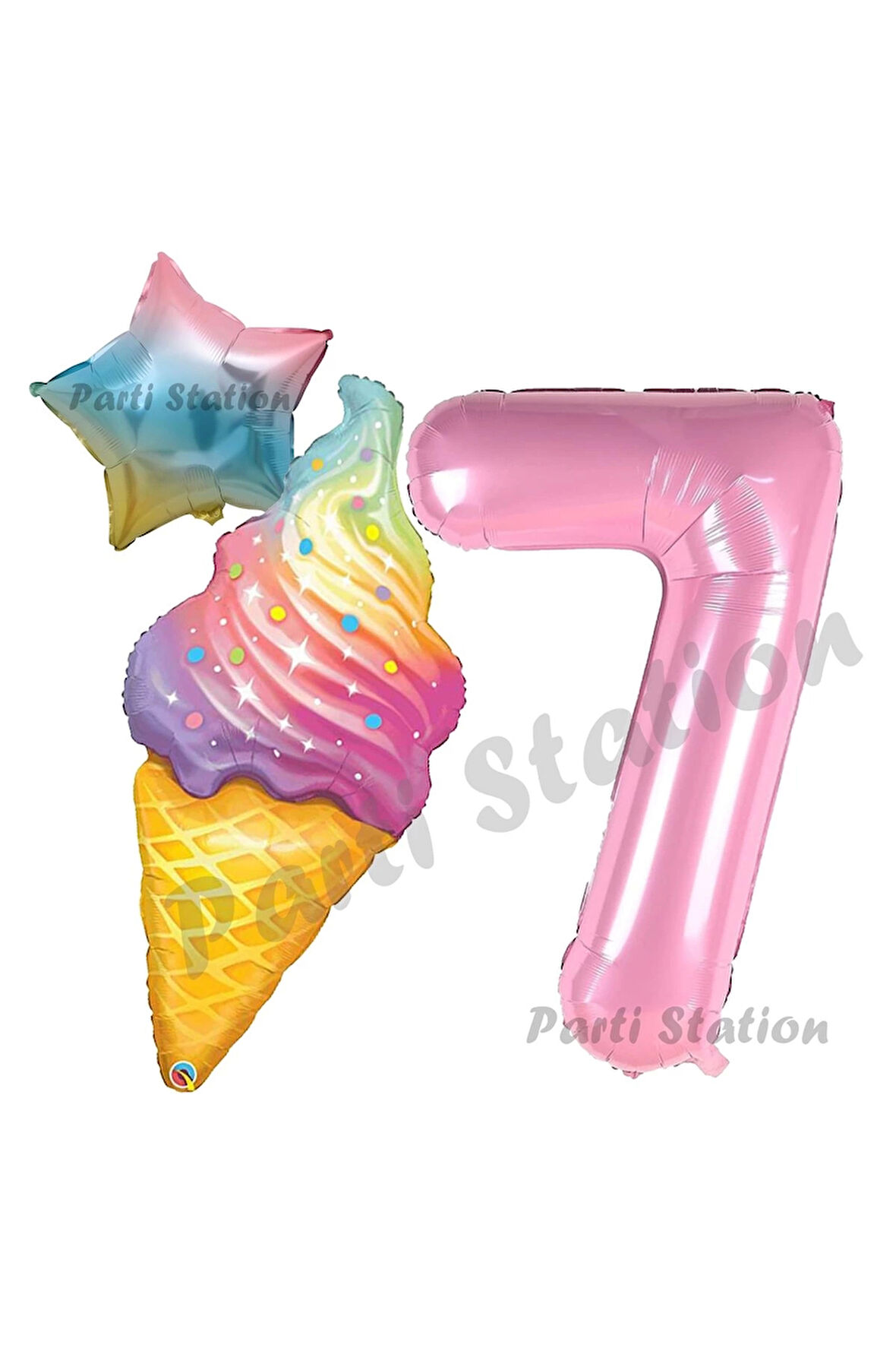 İce Cream Pastane Dondurma Konsept 7 Yaş Doğum Günü Balon Set Dondurma Tema Doğum Günü Balon