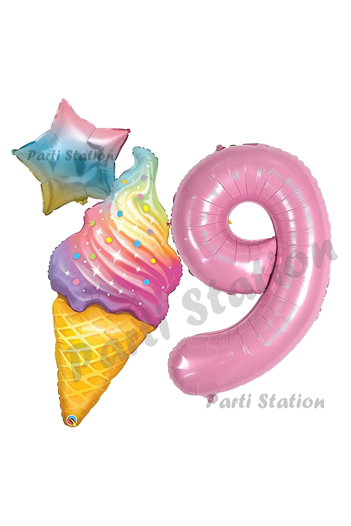 İce Cream Pastane Dondurma Konsept 7 Yaş Doğum Günü Balon Set Dondurma Tema Doğum Günü Balon
