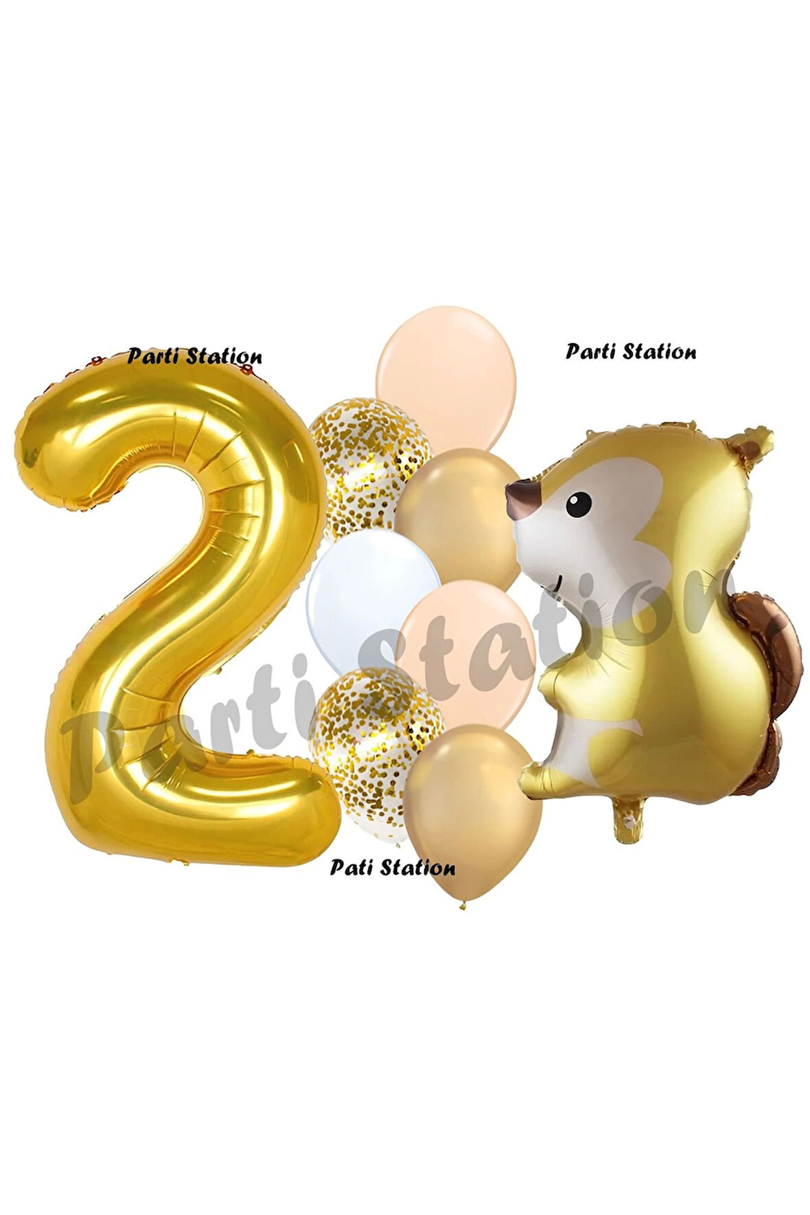 Woodland Sincap Balon 6 Yaş Balon Set Sincap Balon ve Gold Rakam Balon Demeti Doğum Günü Seti