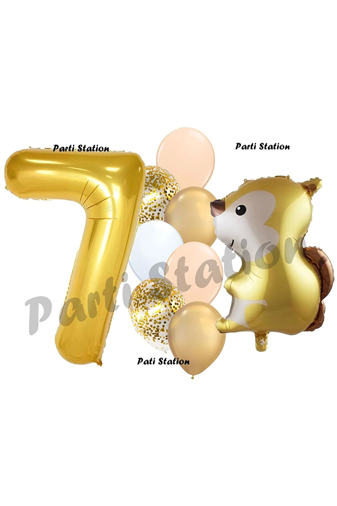 Woodland Sincap Balon 6 Yaş Balon Set Sincap Balon ve Gold Rakam Balon Demeti Doğum Günü Seti