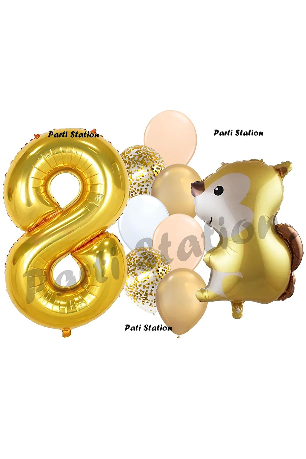 Woodland Sincap Balon 6 Yaş Balon Set Sincap Balon ve Gold Rakam Balon Demeti Doğum Günü Seti