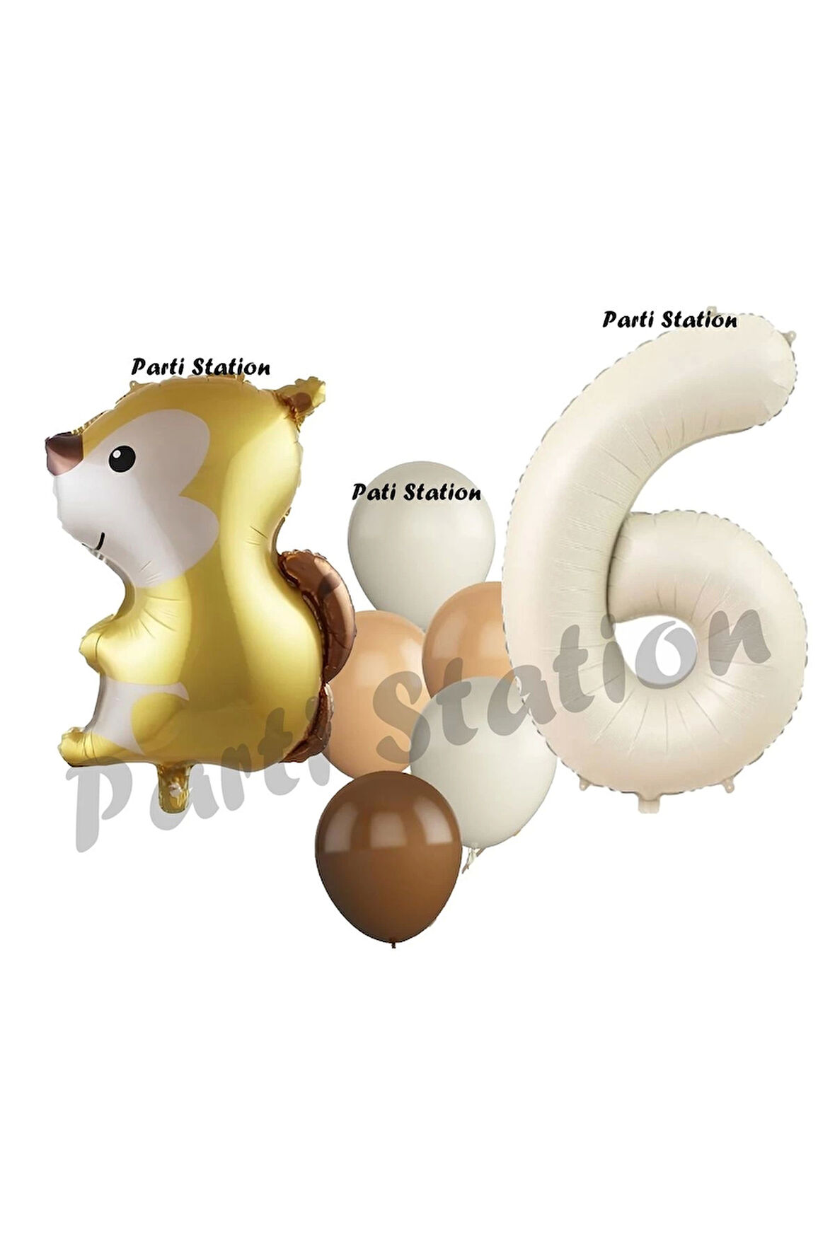 Woodland Sincap Balon 2 Yaş Balon Set Sincap Balon ve Krem Rakam Balon Demeti Doğum Günü Seti