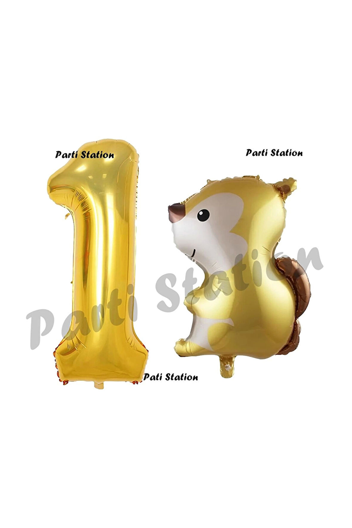 Woodland Sincap Balon 5 Yaş Balon Set Sincap Balon ve Gold Rakam Balon Doğum Günü Seti