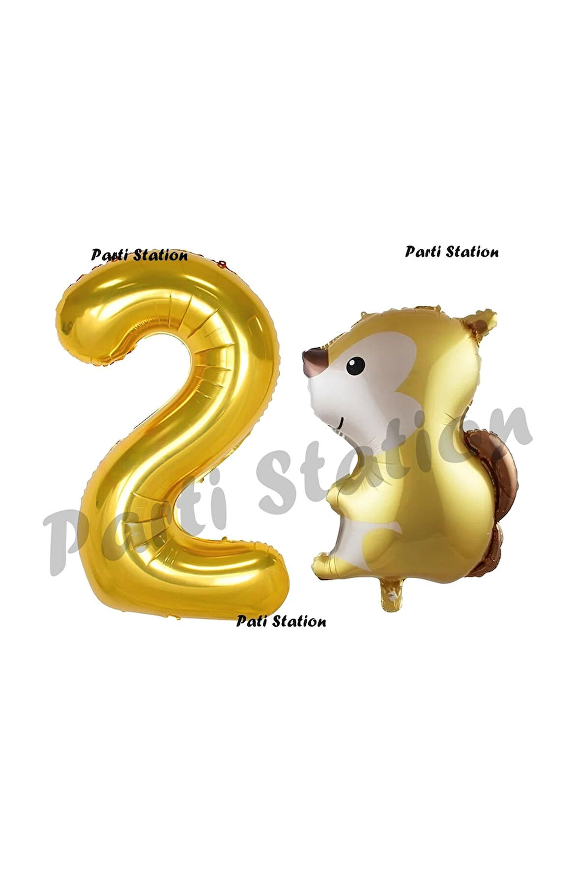 Woodland Sincap Balon 5 Yaş Balon Set Sincap Balon ve Gold Rakam Balon Doğum Günü Seti