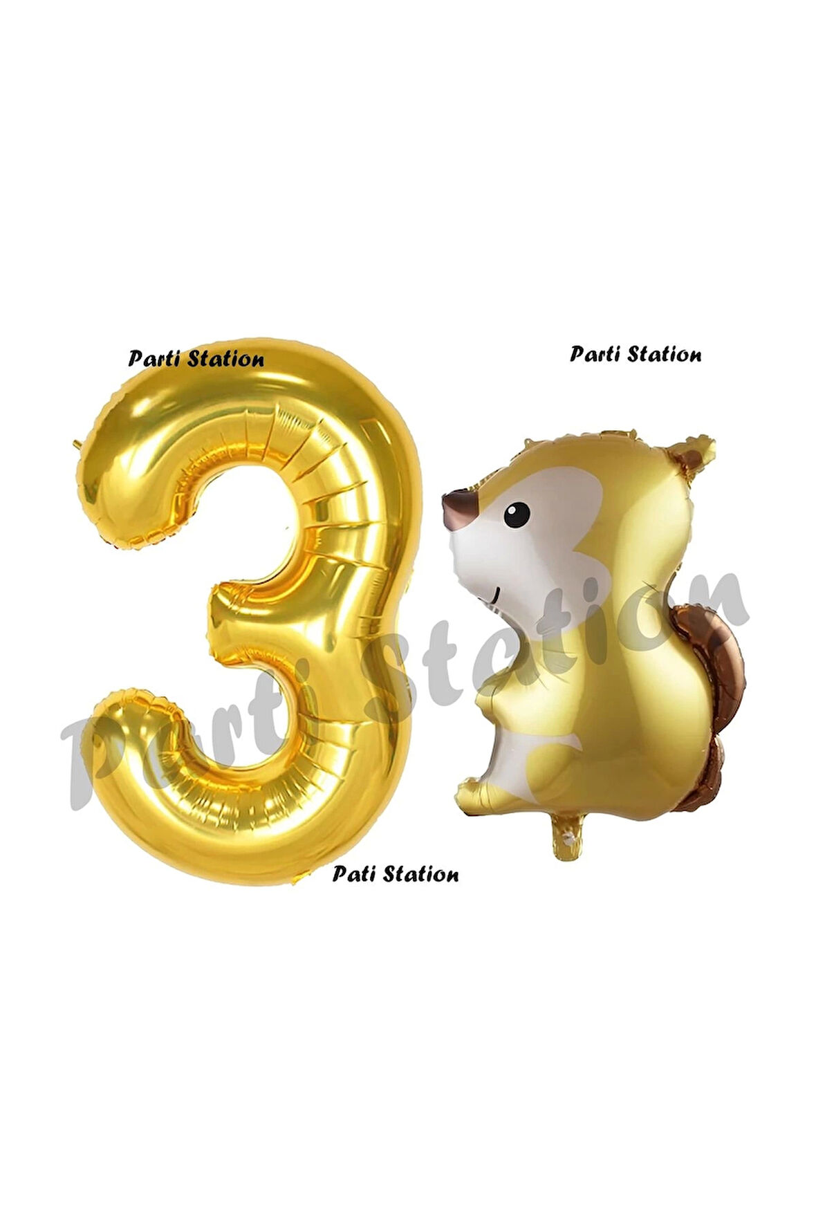 Woodland Sincap Balon 5 Yaş Balon Set Sincap Balon ve Gold Rakam Balon Doğum Günü Seti