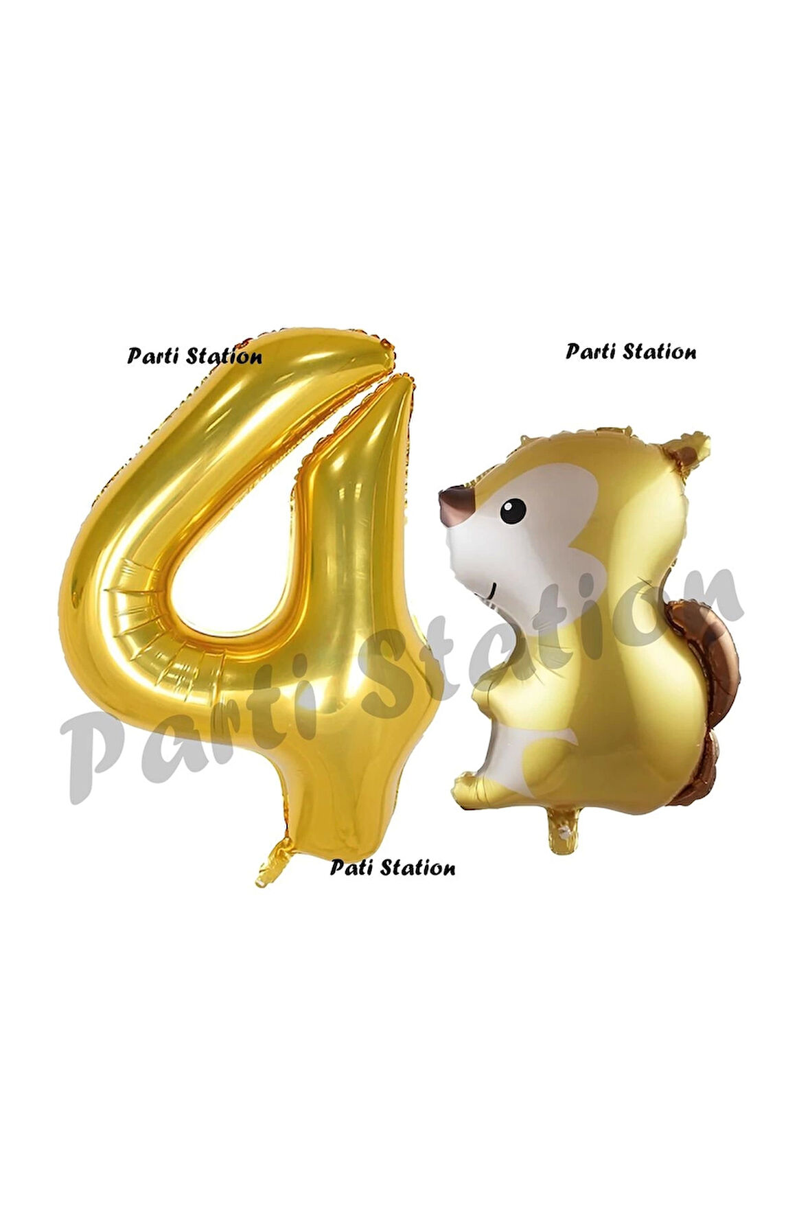 Woodland Sincap Balon 5 Yaş Balon Set Sincap Balon ve Gold Rakam Balon Doğum Günü Seti