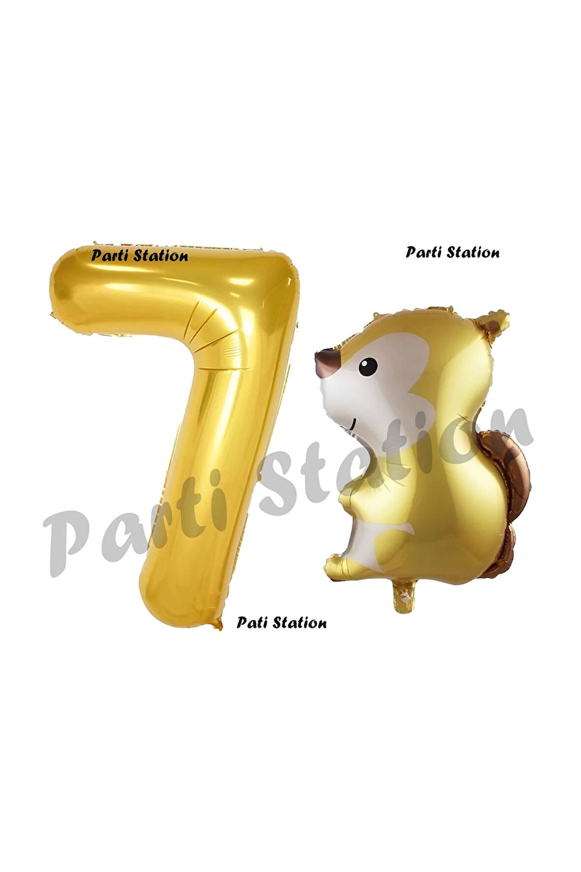 Woodland Sincap Balon 5 Yaş Balon Set Sincap Balon ve Gold Rakam Balon Doğum Günü Seti