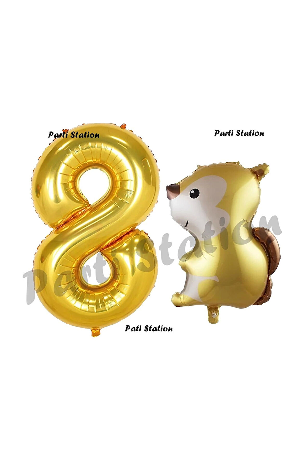 Woodland Sincap Balon 5 Yaş Balon Set Sincap Balon ve Gold Rakam Balon Doğum Günü Seti