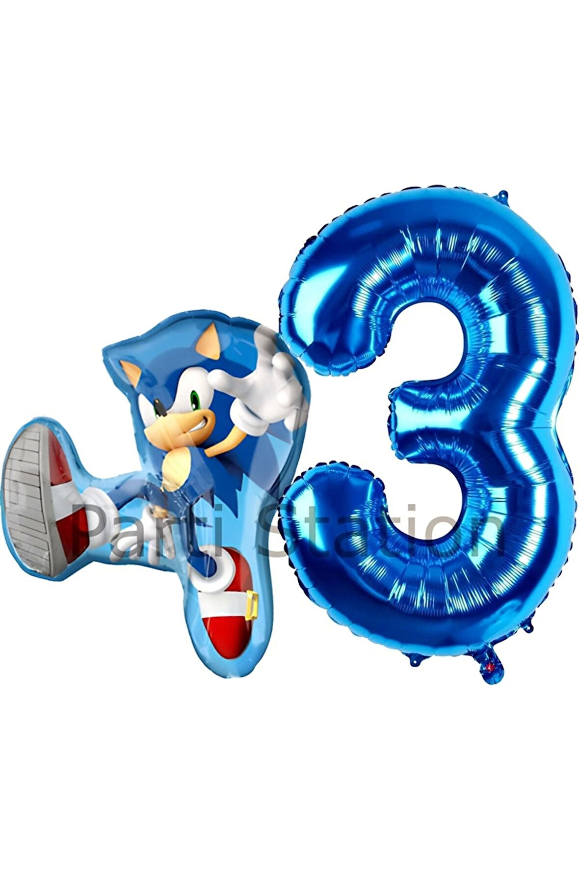 Tilki Sonic ve Lacivert Rakam Balon 3 Yaş Balon Set Tilki Sonic Boom Konsept Doğum Günü Balon Set