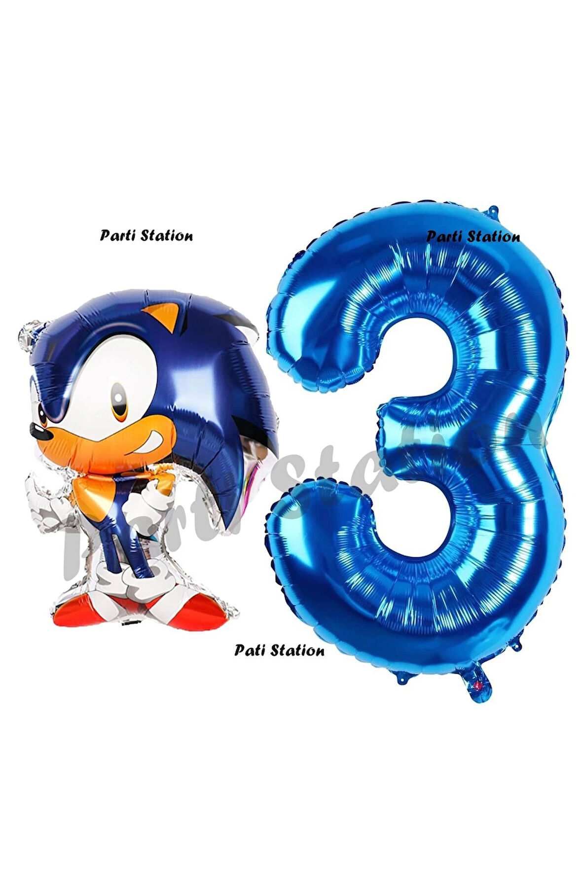 Tilki Sonic Balon 9 Yaş Doğum Günü Set Tilki Sonic Boom Konsept Balon ve Lacivert Rakam Balon