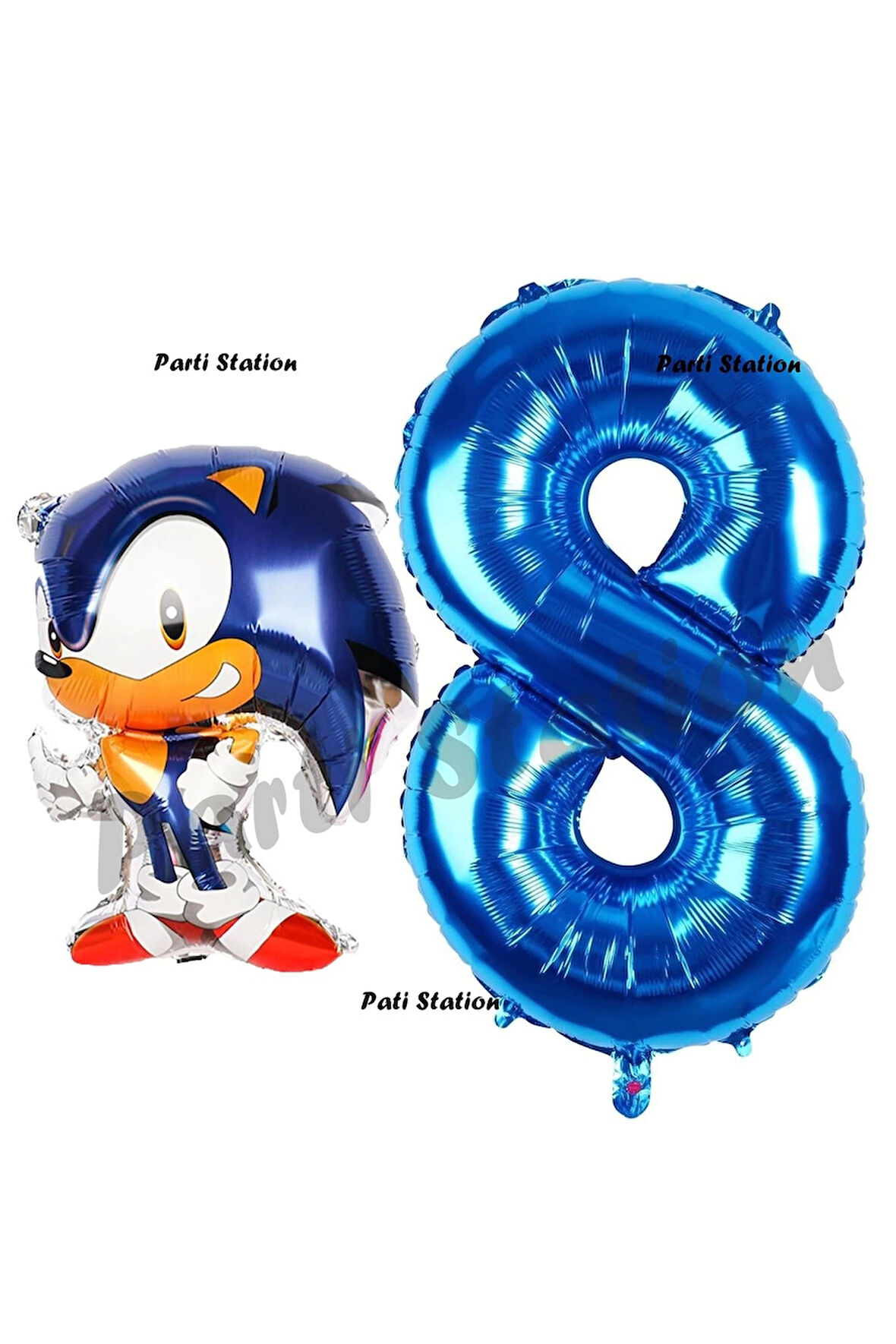 Tilki Sonic Balon 9 Yaş Doğum Günü Set Tilki Sonic Boom Konsept Balon ve Lacivert Rakam Balon