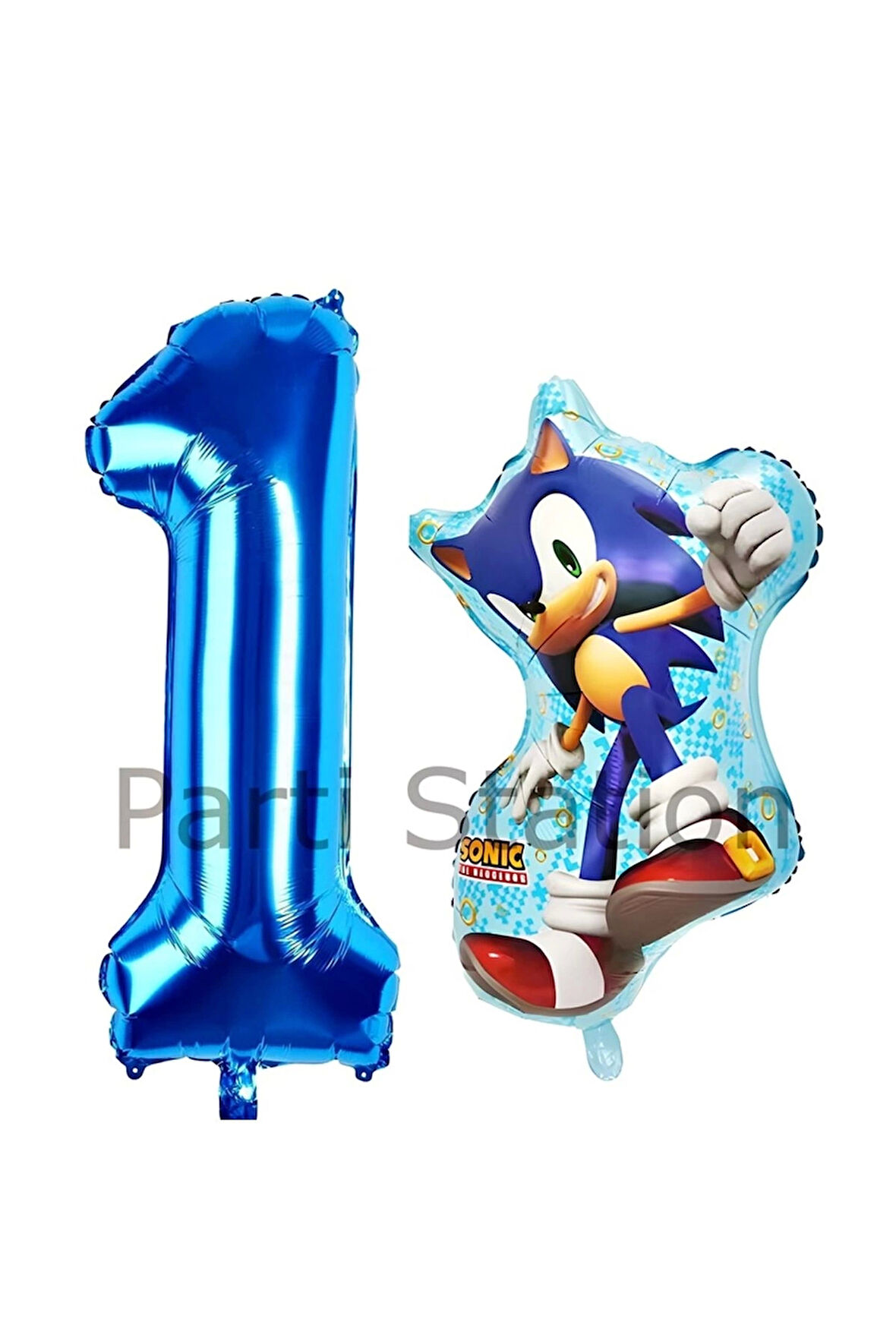 Tilki Sonic ve Lacivert Rakam Balon 2 Yaş Balon Set Tilki Sonic Konsept Doğum Günü Balon Set