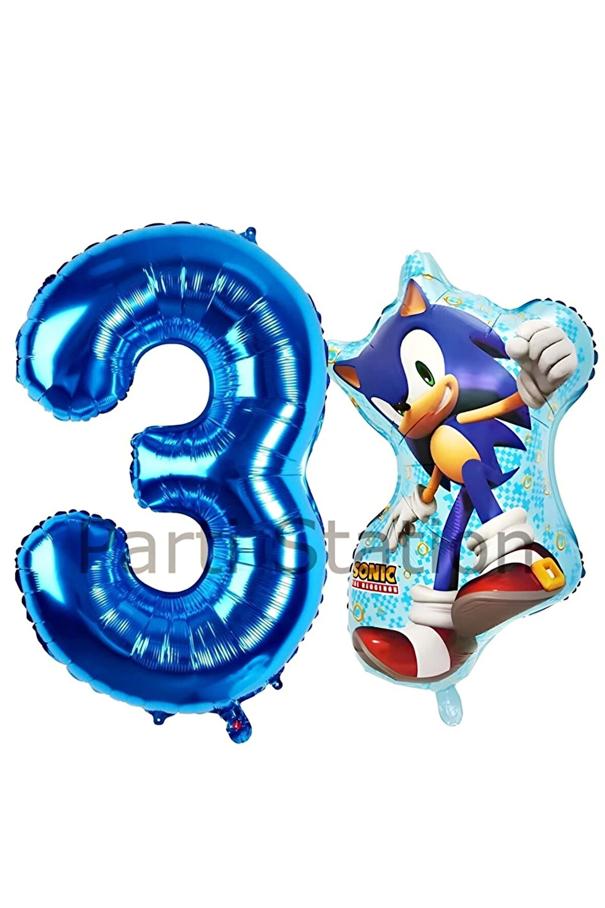 Tilki Sonic ve Lacivert Rakam Balon 2 Yaş Balon Set Tilki Sonic Konsept Doğum Günü Balon Set