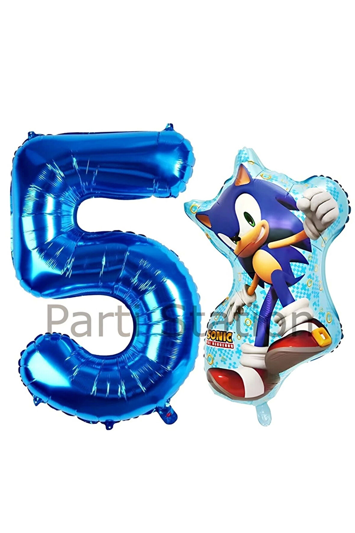 Tilki Sonic ve Lacivert Rakam Balon 2 Yaş Balon Set Tilki Sonic Konsept Doğum Günü Balon Set