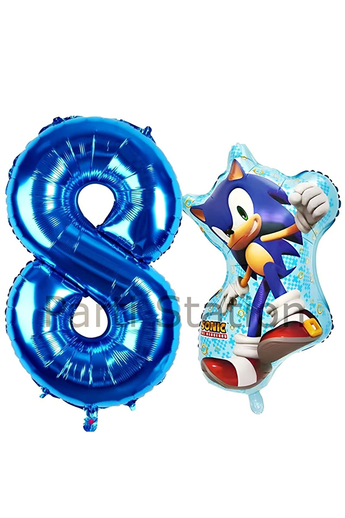 Tilki Sonic ve Lacivert Rakam Balon 2 Yaş Balon Set Tilki Sonic Konsept Doğum Günü Balon Set