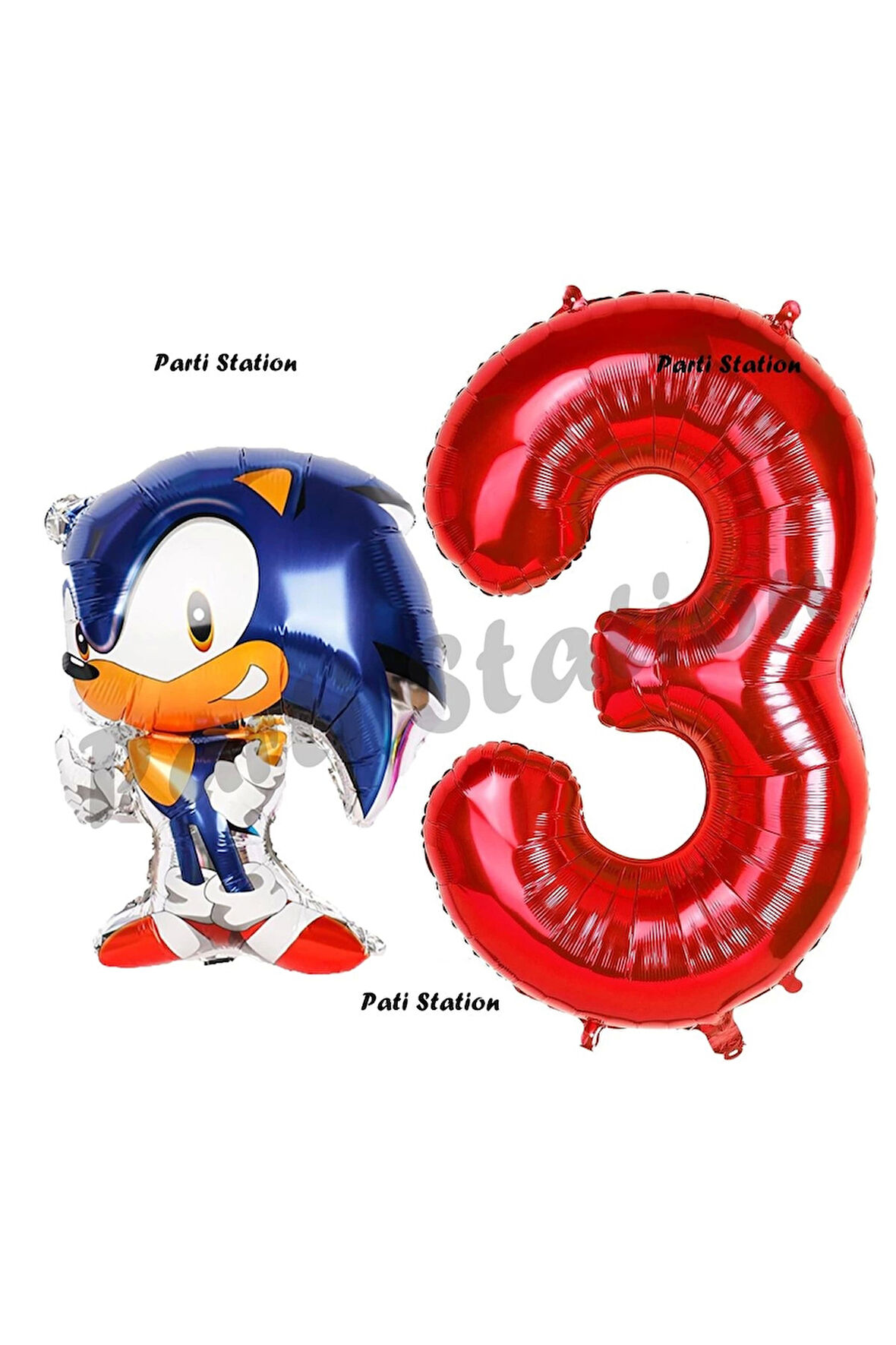 Tilki Sonic Balon 2 Yaş Doğum Günü Set Tilki Sonic Boom Konsept Balon ve Kırmızı Rakam Balon