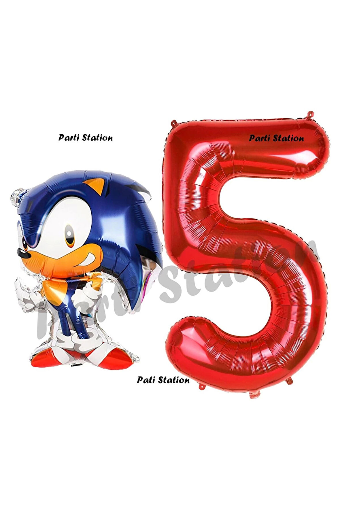Tilki Sonic Balon 2 Yaş Doğum Günü Set Tilki Sonic Boom Konsept Balon ve Kırmızı Rakam Balon
