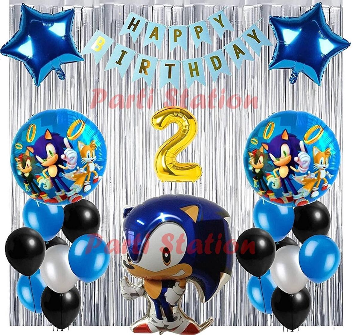 Tilki Sonic Boom Konsept 2 Yaş Balon Set Sonic Boom Tema Doğum Günü Arka Fon Süsleme Balon Set