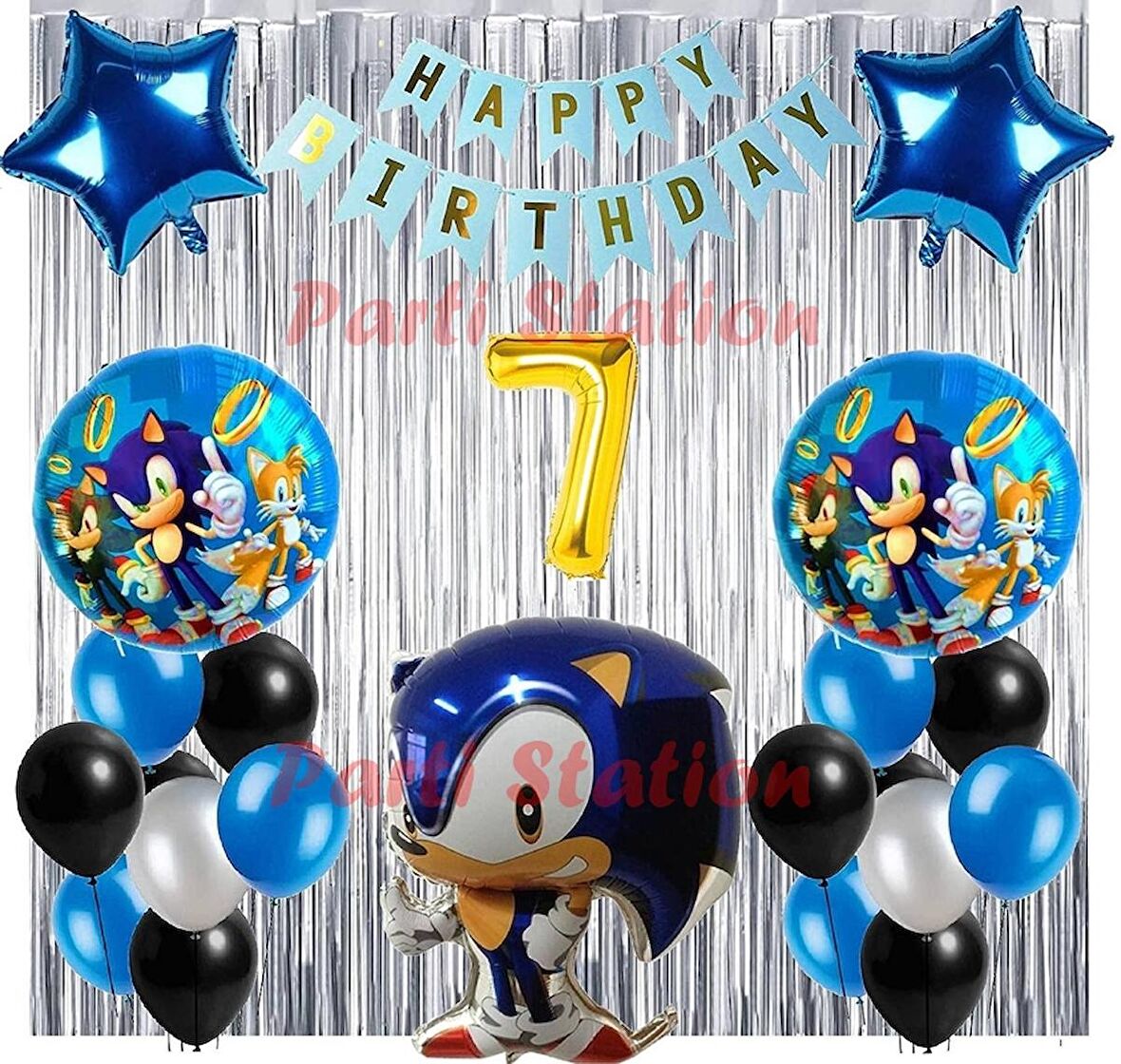 Tilki Sonic Boom Konsept 7 Yaş Balon Set Sonic Boom Tema Doğum Günü Arka Fon Süsleme Balon Set
