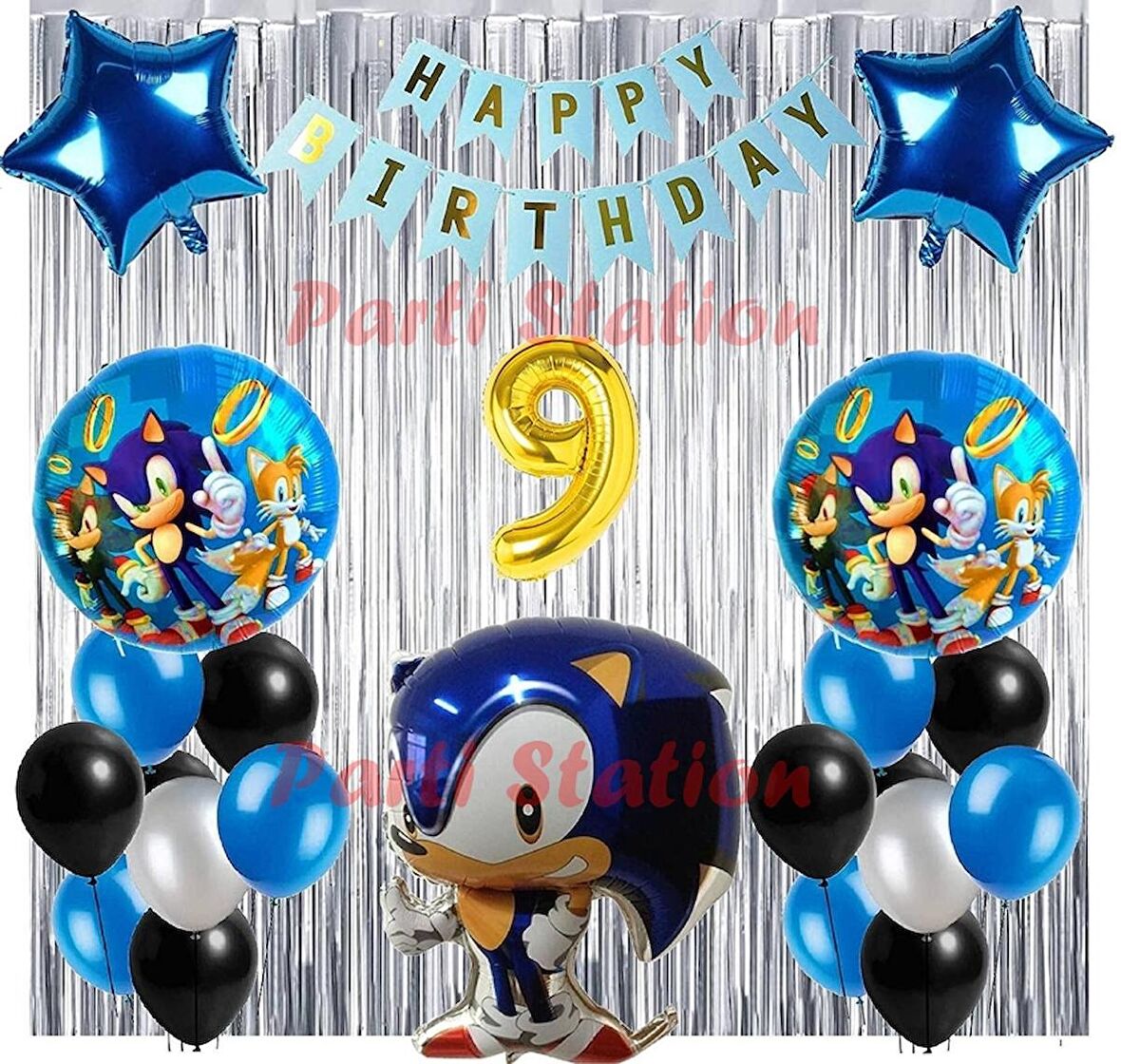Tilki Sonic Boom Konsept 9 Yaş Balon Set Sonic Boom Tema Doğum Günü Arka Fon Süsleme Balon Set