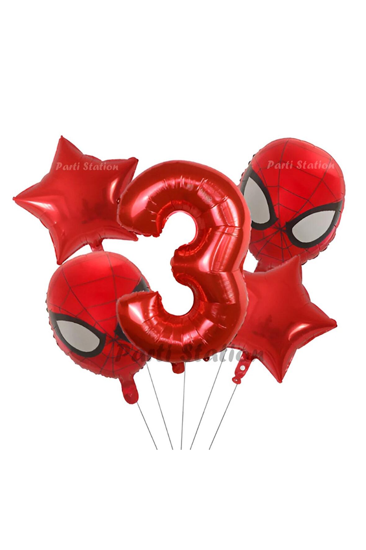 Spiderman Örümcek Adam 3 Yaş Balon Set Spiderman Konsept Kırmızı Rakam Balon Doğum Günü Set
