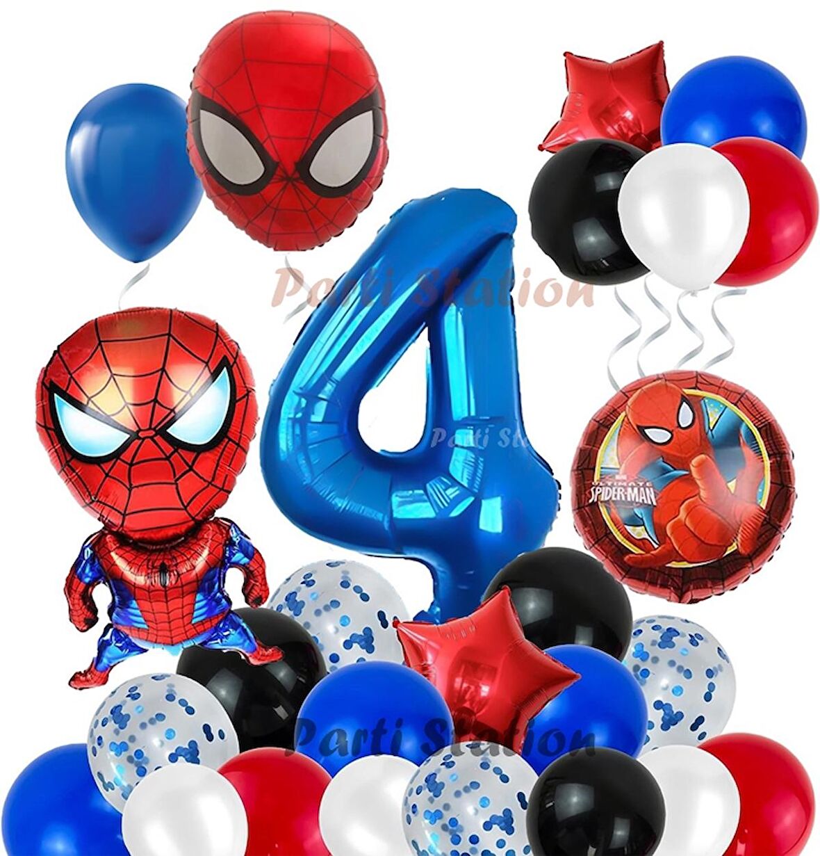 Spiderman Örümcek Adam Konsept 4 Yaş Doğum Günü Balon Set Spiderman Parti Balonları Spiderman Tema