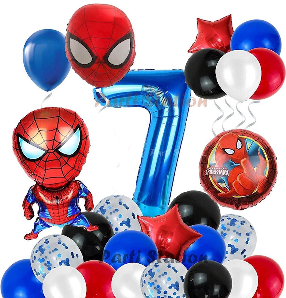 Spiderman Örümcek Adam Konsept 7 Yaş Doğum Günü Balon Set Spiderman Parti Balonları Spiderman Tema