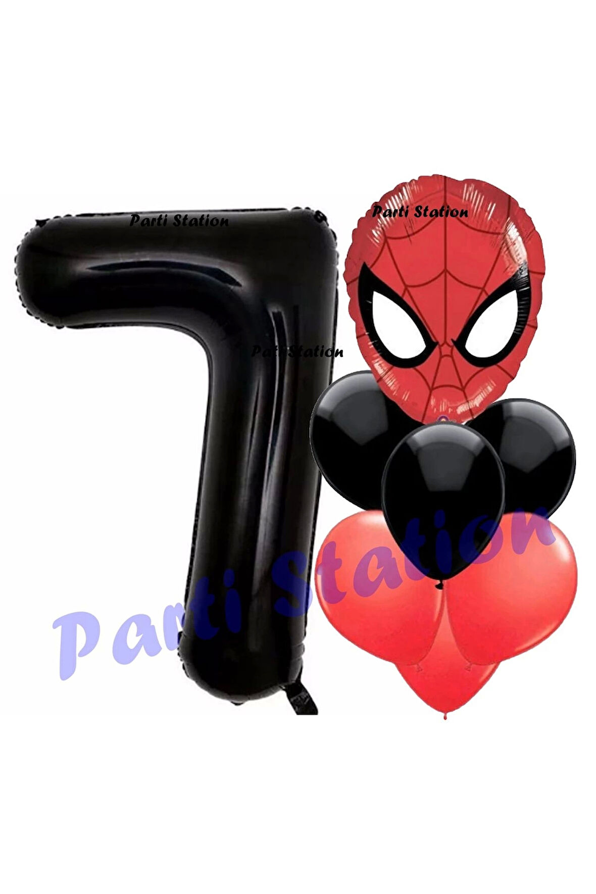 Örümcek Adam 5 Yaş Balon ve Siyah Rakam Balon Doğum Günü Parti Set Spiderman Siyah Balon set