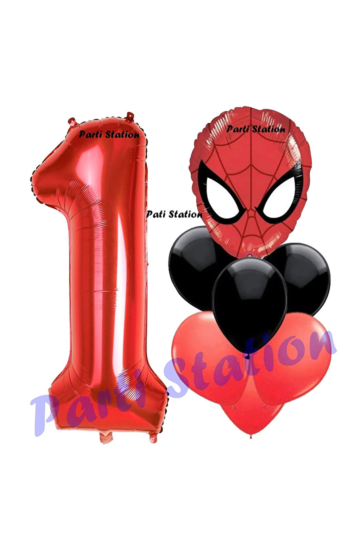 Örümcek Adam 1 Yaş Balon ve Kırmızı Rakam Balon Doğum Günü Parti Set Spiderman Kırmızı Balon set