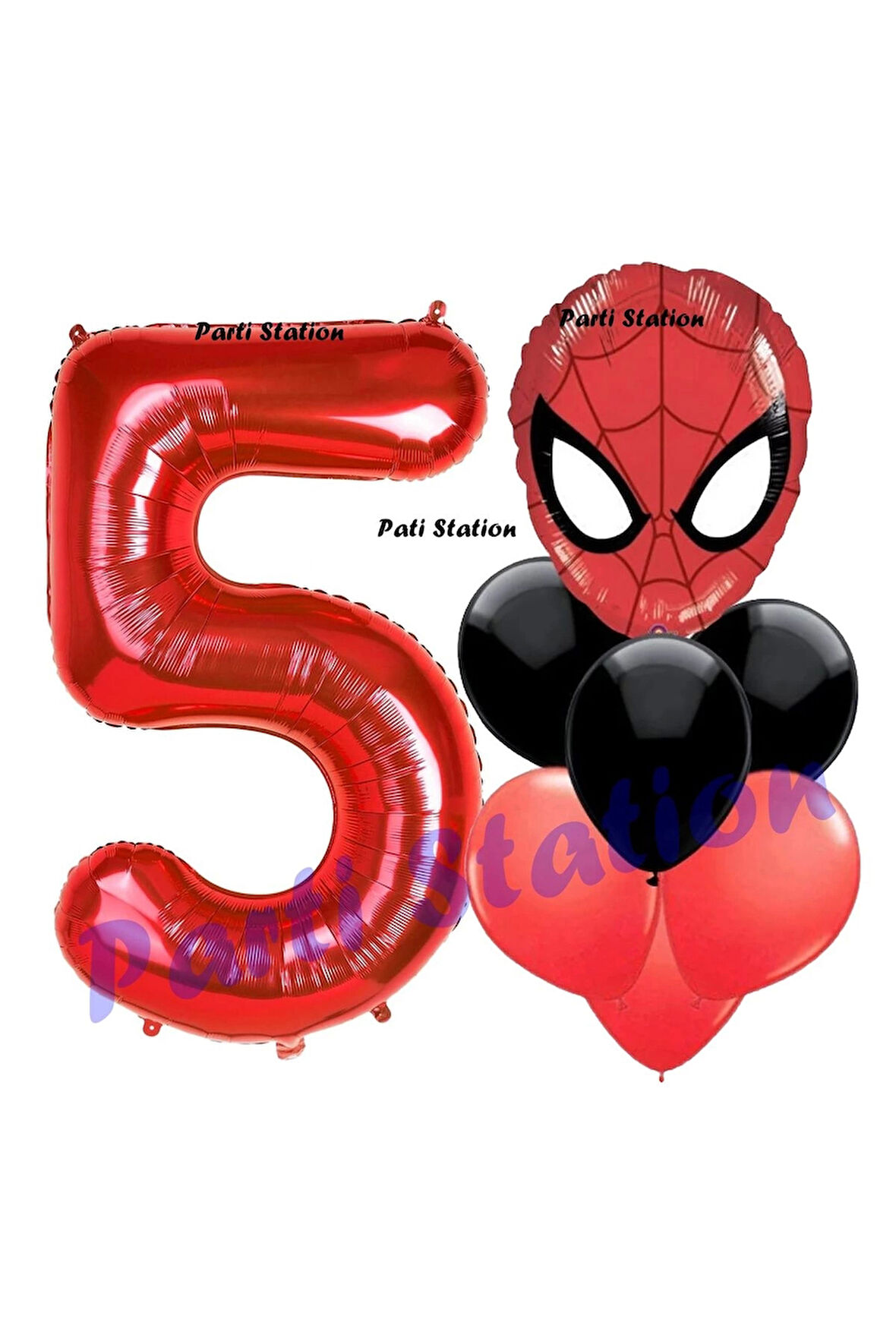 Örümcek Adam 1 Yaş Balon ve Kırmızı Rakam Balon Doğum Günü Parti Set Spiderman Kırmızı Balon set