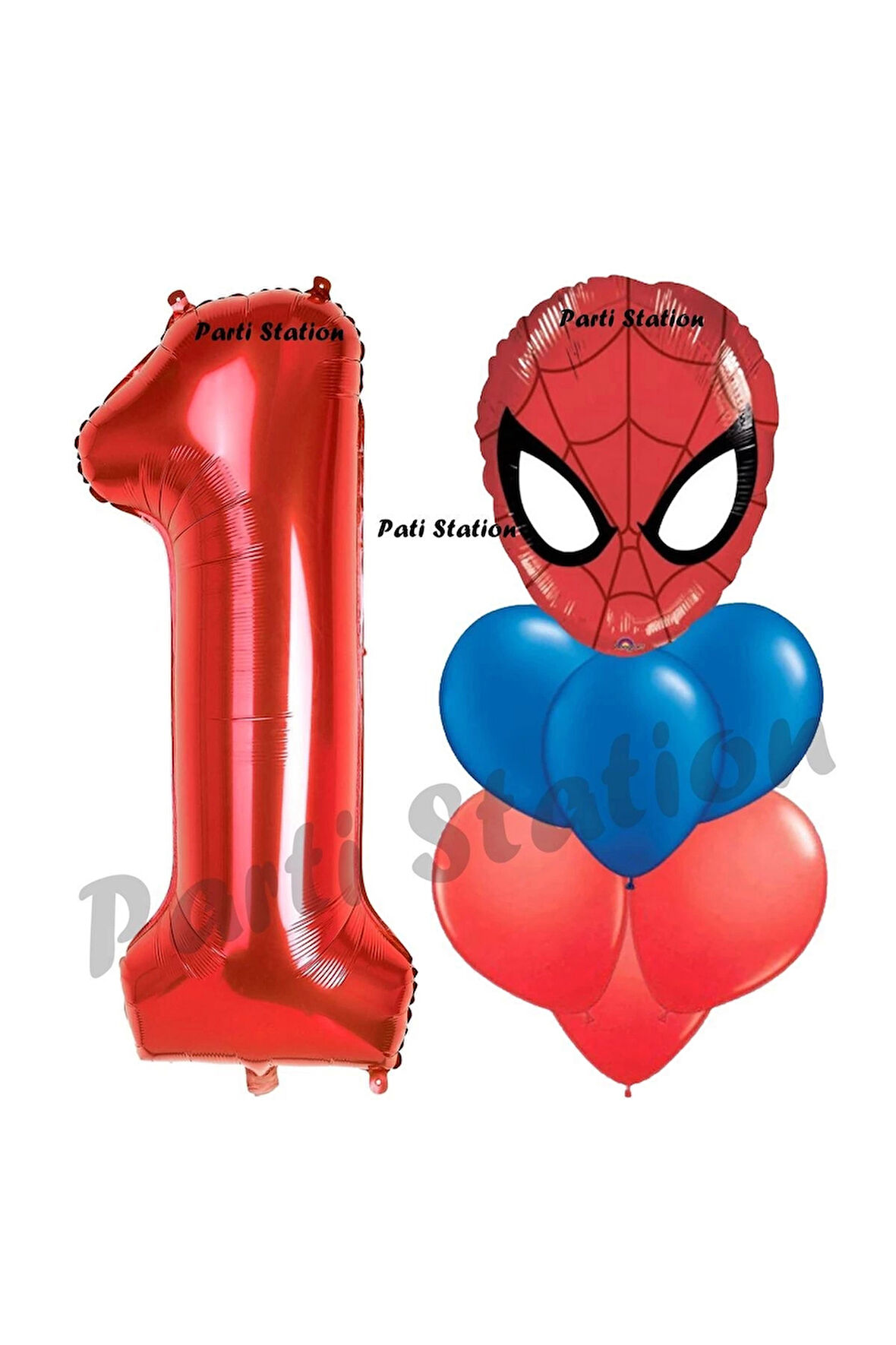 Örümcek Adam 8 Yaş Balon ve Kırmızı Rakam Balon Doğum Günü Parti Set Spiderman Lacivert Balon set