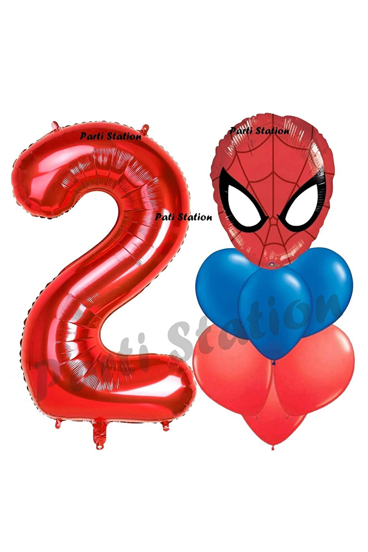 Örümcek Adam 8 Yaş Balon ve Kırmızı Rakam Balon Doğum Günü Parti Set Spiderman Lacivert Balon set
