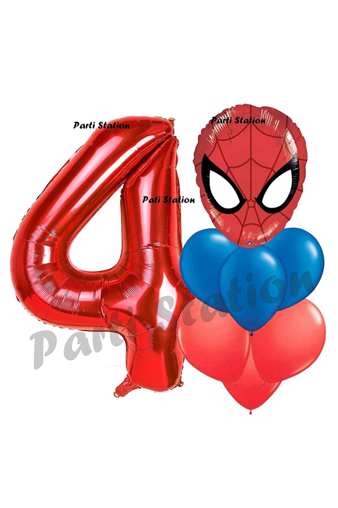 Örümcek Adam 8 Yaş Balon ve Kırmızı Rakam Balon Doğum Günü Parti Set Spiderman Lacivert Balon set