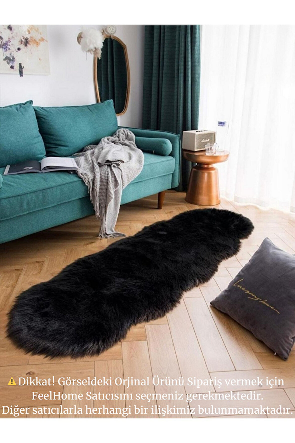 Kuzu Post Peluş Premium Yumuşacık Tüylü Halı Çift Kafa